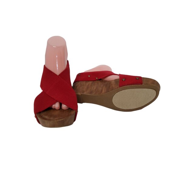 est.1946 womens 4" platform heels elastic straps red color sandals - Picture 5 of 5